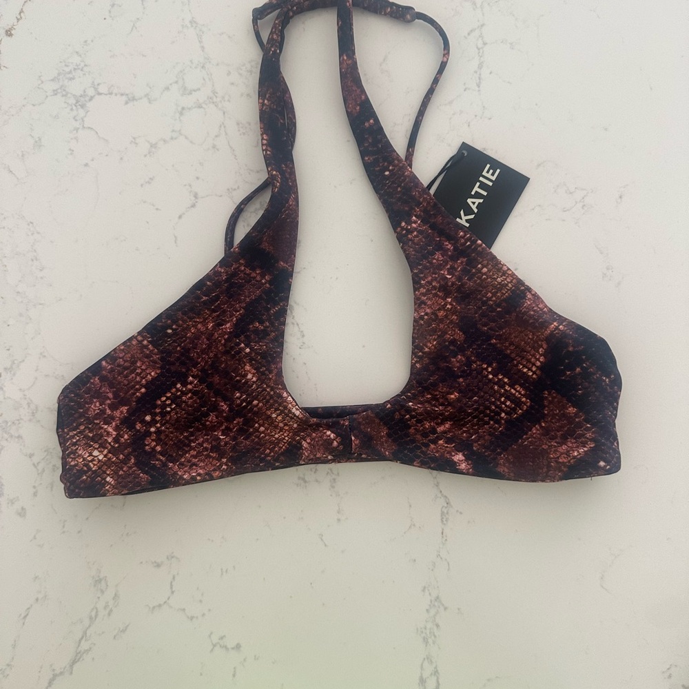 Skatie Brown and Black Bikini Top